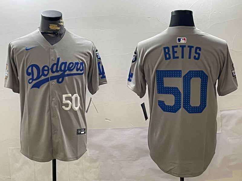 Men Los Angeles Dodgers #50 Betts Grey Game 2024 Nike MLB Jersey style 11209